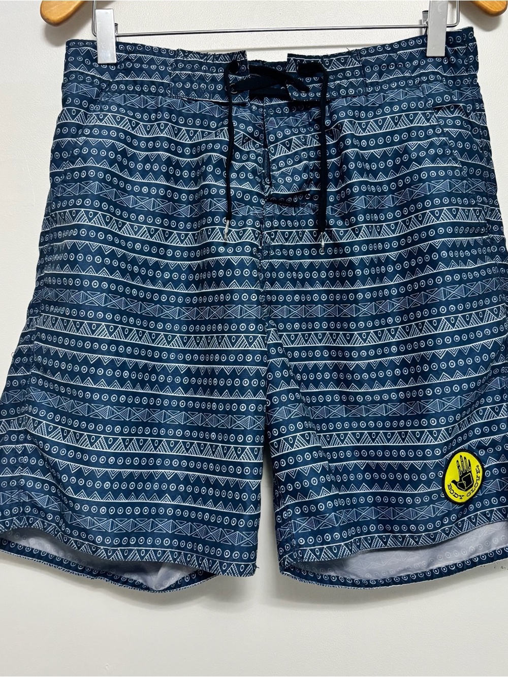 Body Glove Navy and White Geo-Stripe Swim Shorts